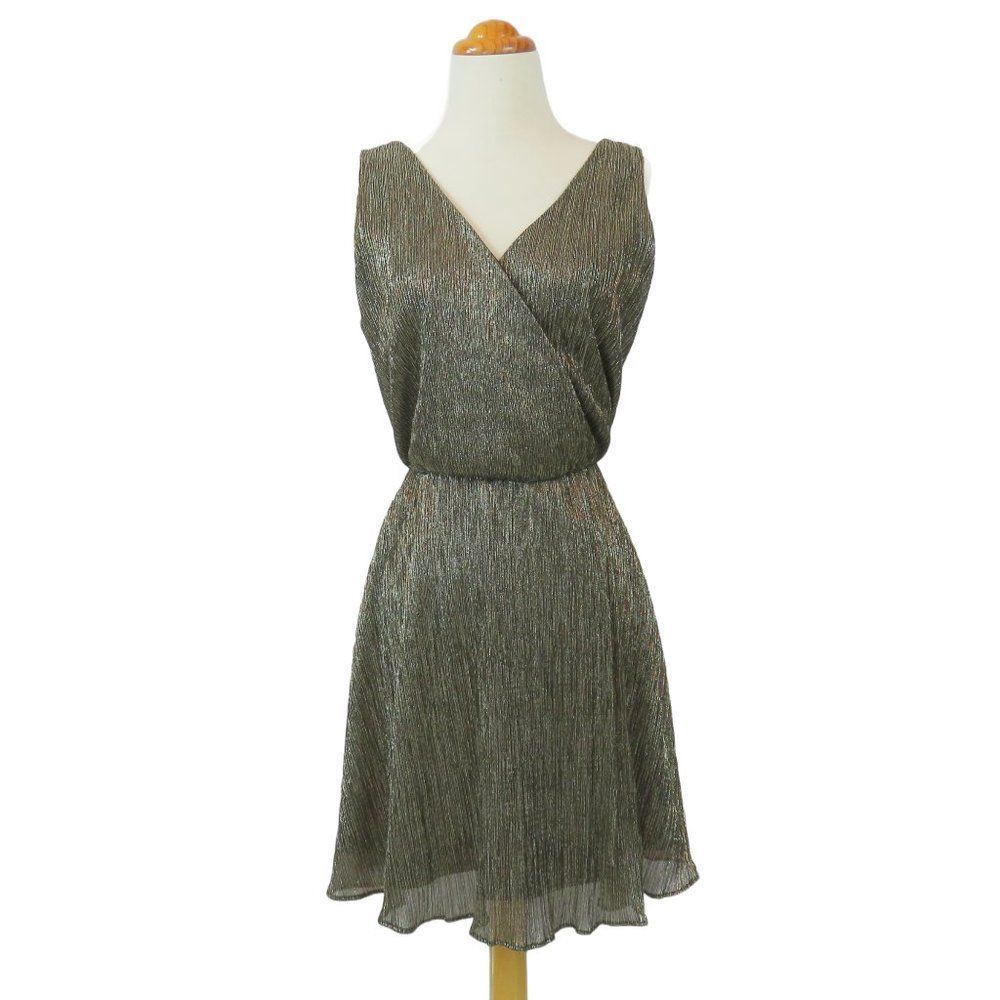 70's Disco Dress - Antique Gold Accordion Pleats - Vintage Style Studio 54.